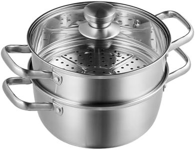 Vaporera VEVOR de acero inoxidable: olla 4.7L, cesta, tapa vidrio.