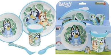 Juego de vajilla Bluey infantil reutilizable, antideslizante y con silicona.
