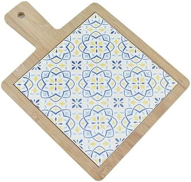 Evviva Company Tabla de cortar de bambú y cerámica, tamaño 23,5 x 33 cm, estilo elegante, práctica y resistente