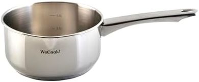 Cazuela de inducción WECOOK: acero 18/10, 18 cm, 2.1 L, base tricapa.