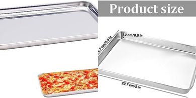 Bandejas horno acero inoxidable rectangulares, 2 unidades.
