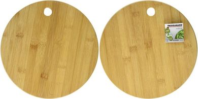 FACKELMANN Tabla de cortar cocina madera de bambú redonda pequeña para picar verduras, trocear y filetear carne o pescado, 24x24cm, 1ud.