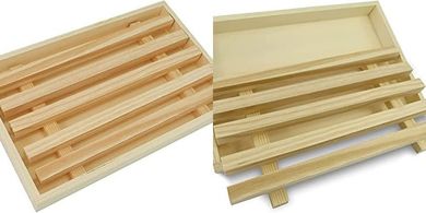 Tabla de cortar pan con recogemigas, madera natural (30x20cm)
