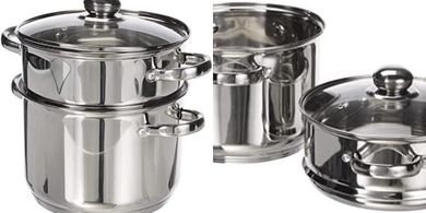 Cuscusera Kamberg 3 en 1: olla a vapor de acero inoxidable, 22 cm, 6 litros.