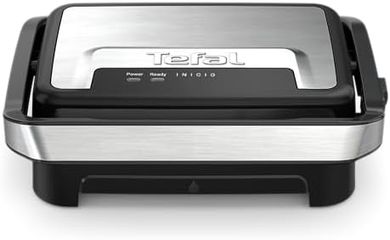 Parrilla y panini Tefal Inicio Compact: compacta, 1000W, placas antiadherentes.