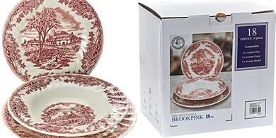 Servicio de Platos Churchill Decoro Drookpink Blanco/Rojo (18 piezas)
