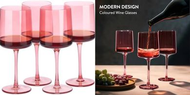 Juego de 4 copas de vino Navaris: cristal, blanco, tinto y rosado.