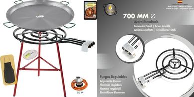 Kit Paella Gas 70cm: Paellera 90cm, Accesorios & Recetas