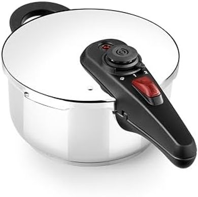 Olla a presión BRA Allure: 4L, acero inoxidable 18/10, 2 programas, multiusos.