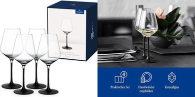 Copas Vino Blanco Villeroy & Boch: Set 4 piezas, cristal negro
