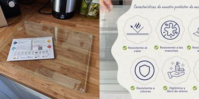 Tabla de Cortar de Vidrio 40 x 30 cm: Protector de Encimera de Vidrio para Cocina - Vidrio Templado Duradero e Higiénico, Resistente a Arañazos - TRANSPARENTE