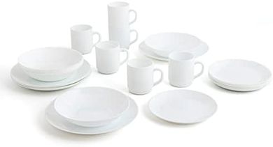  Vajilla Arcopal blanca 24 piezas: 6 platos llanos, hondos, postre y tazas.
