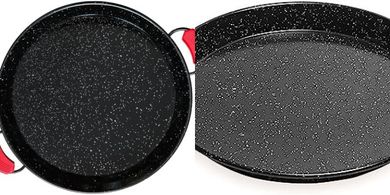 Paellera Valenciana esmaltada 55cm: antiadherente, 16 raciones. Gas y horno.