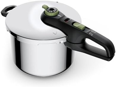 Tefal Olla a presión Secure Trendy 4L - Dos programas, verdura y carne, comidas más rápidas, resultados tiernos, tapa de cocción a presión, compatible con inducción, hasta 4 personas