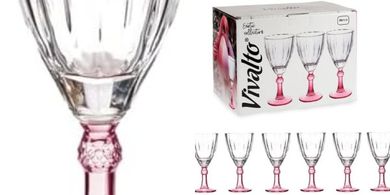 Copas de vino Vivalto rosa, 6 unidades, 275 ml
