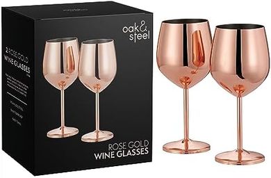 Copas vino oro rosa, acero inoxidable, irrompibles, regalo.
