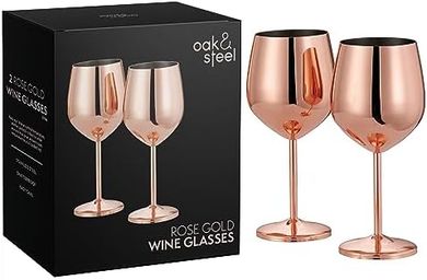 Copas vino oro rosa, acero inoxidable, irrompibles, regalo.
