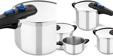Olla a presión Monix Veloce: 4L, triple seguridad, acero inoxidable 18/10.
