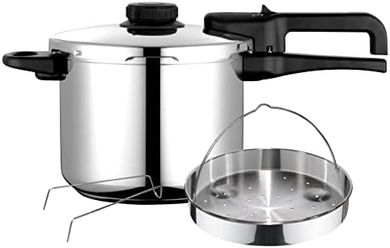 Fagor Dual Xpress Olla a Presión 8 Litros, Inducción, Express Super Rápida, Acero Inox. 18/10, Todo Tipo Cocinas, Fondo Termodifusor, Regulador de Presión, 5 Sistemas Seguridad, Incluye Cestillo