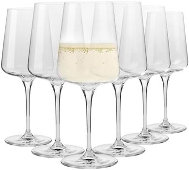 Krosno Copas de vino blanco y espumoso | Set de 6 unidades | Elegantes | Crystal Glass | Vidrio sin plomo | Perfectos para Hogar, Restaurante y Fiesta | Aptas para el lavavajillas