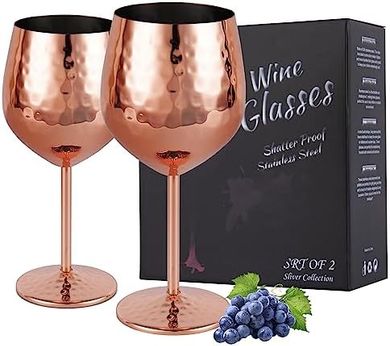 Copas vino tinto acero inoxidable, 530ml, 2 piezas rosa.
