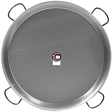 Valencia Paella Pan: 90cm Polished Steel, Wood Handle