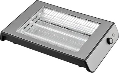 Tostadora eléctrica plana compacta, doble cuarzo, 600W, gris.
