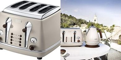 Tostador DeLonghi Icona Vintage 4 rebanadas, beige