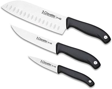 Cuchillos 3 Claveles EVO: Set Verduras, Cocina, Santoku (Acero Inoxidable)
