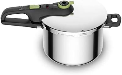 Tefal Olla a presión Secure Trendy 6L - Dos programas, verdura y carne, comidas más rápidas, resultados tiernos, tapa de cocción a presión, compatible con inducción