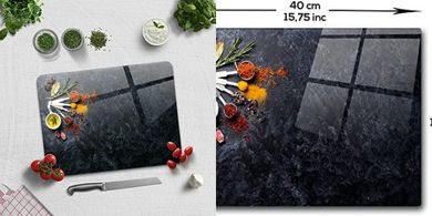 Tabla de cortar rectangular, vidrio templado, antideslizante, 30x40cm