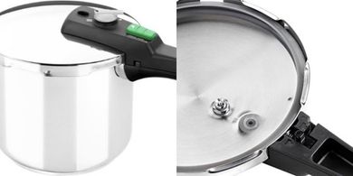 Olla Monix Quick Express: 6 litros, acero inoxidable, triple seguridad.