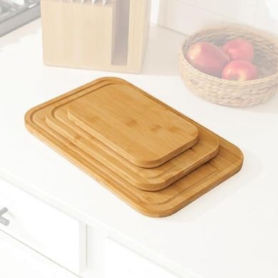 Tablas de cortar bambú KitchenEdge: 3 piezas, antideslizantes, gruesas.