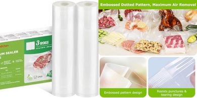 Envasadora al vacío Bonsenkitchen: 3 rollos, 28cm x 5m, sin BPA.