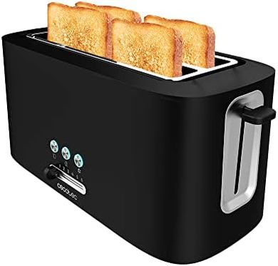 Tostadora Cecotec Toast&Taste: Extra ancha, doble ranura, 1600 W.