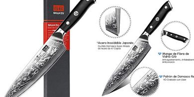 Cuchillo Chef Japonés Damasco PRO Series: 67 capas, mango G10, 20cm
