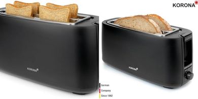 Tostadora Korona 4 rebanadas: ranurada, tostado ajustable, descongelar, recalentar, 1400W.