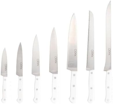 Cuchillo Chef ORYX Husky Cocina: Hoja Acero Inoxidable 20cm, Mango Blanco
