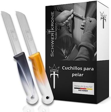 Cuchillos Cocina Schwertkrone: 2 piezas, 8,5cm, negro/blanco/oro
