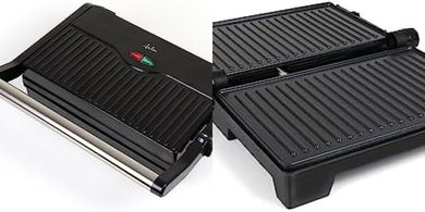 Parrilla eléctrica JATA JEGR1107: grill antiadherente, 22x14cm, 1000W.