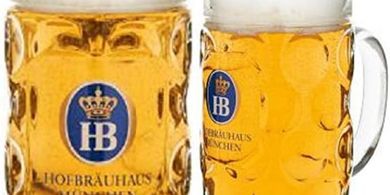 Jarra de cerveza Hofbräuhaus 0.5l: cristal, logo original.

