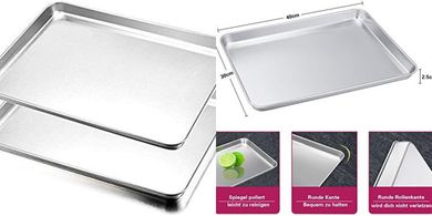 Bandejas para horno HaWare: Acero inoxidable, rectangulares, 40x30cm, aptas lavavajillas.