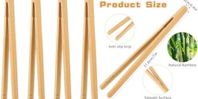 Pinzas de bambú para cocina: reutilizables, antideslizantes.