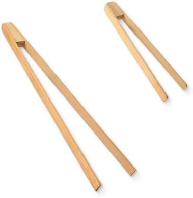 Pinzas de bambú reutilizables: para tostadas, carne, jamón.