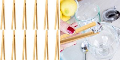 Pinzas de bambú para cocina: 12 piezas, 7 pulgadas