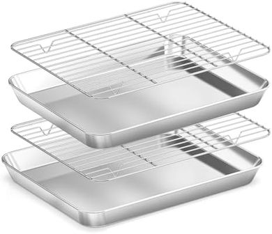 Juego de horno inoxidable: 2 bandejas + 2 rejillas, acabado espejo.