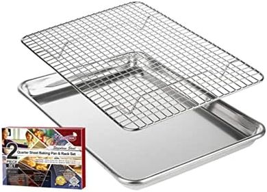 Bandeja para hornear con rejilla, aluminio y acero inoxidable (24x33cm)