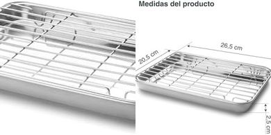 Bandeja Lacor Essential: acero inoxidable, horno/congelador, 26.5x20.5 cm