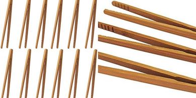 Pinzas de bambú para cocina: 12 piezas para tostadas, tocino, pan, etc.