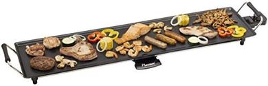 Plancha eléctrica Bestron XXL: antiadherente, 8 personas, 1800W, negra.